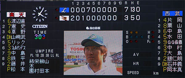 ― スコアボード。許銘傑のヒーローインタビュー中 ―